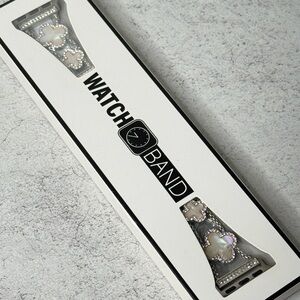 Silver and White Watch Band